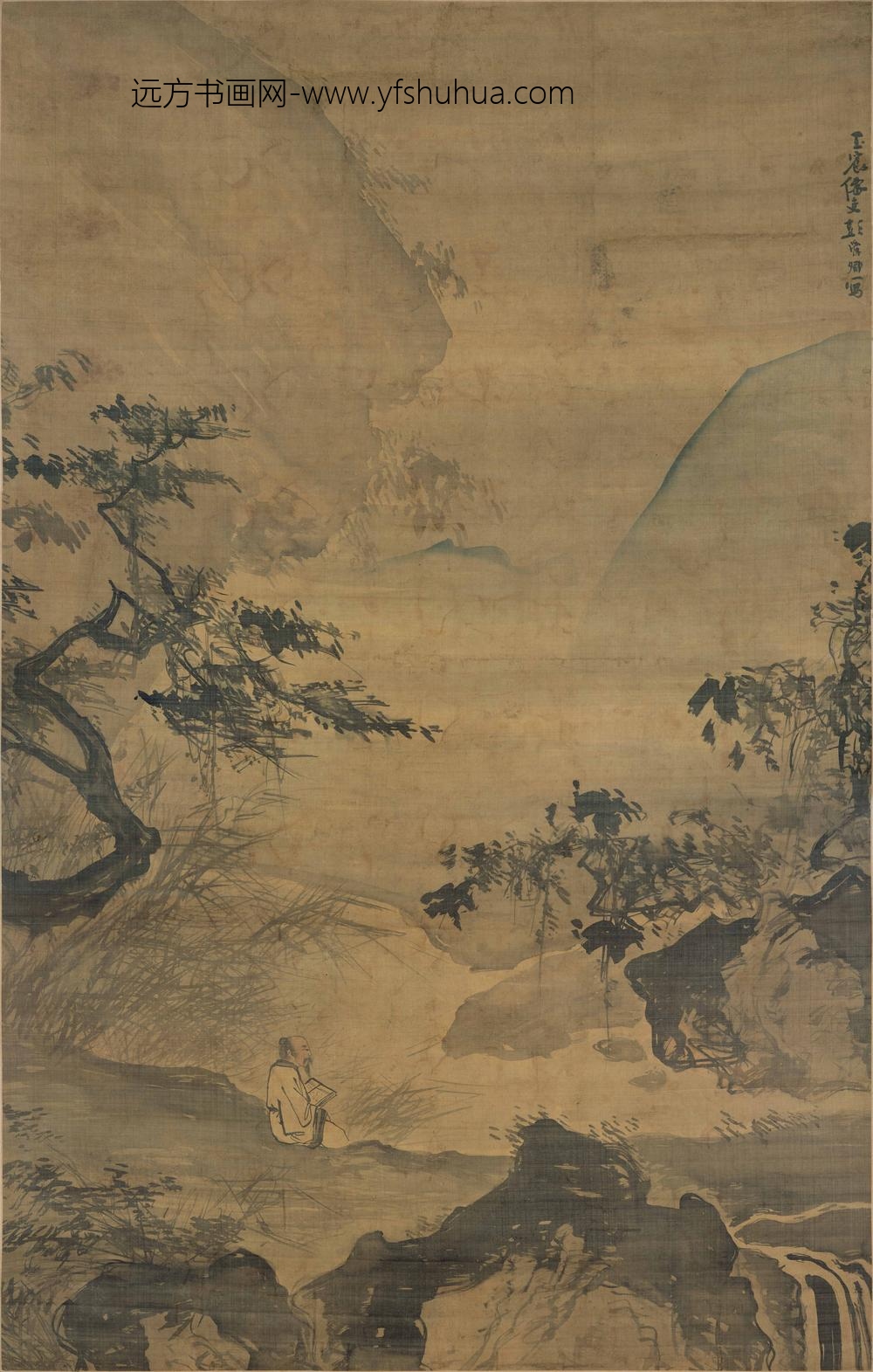 彭舜卿_临流读书图轴