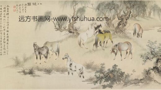 戈湘岚戈荃 八骏图横披.jpg