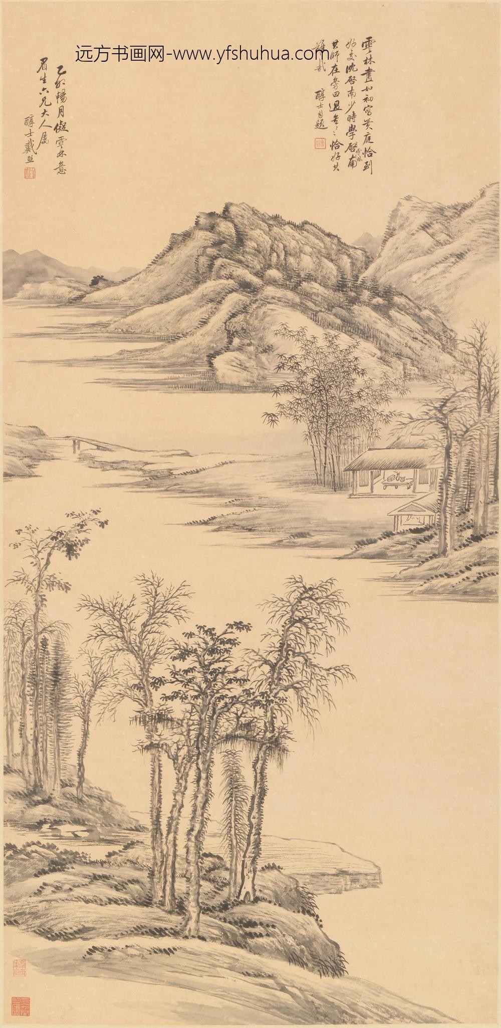 戴熙_仿云林山水轴