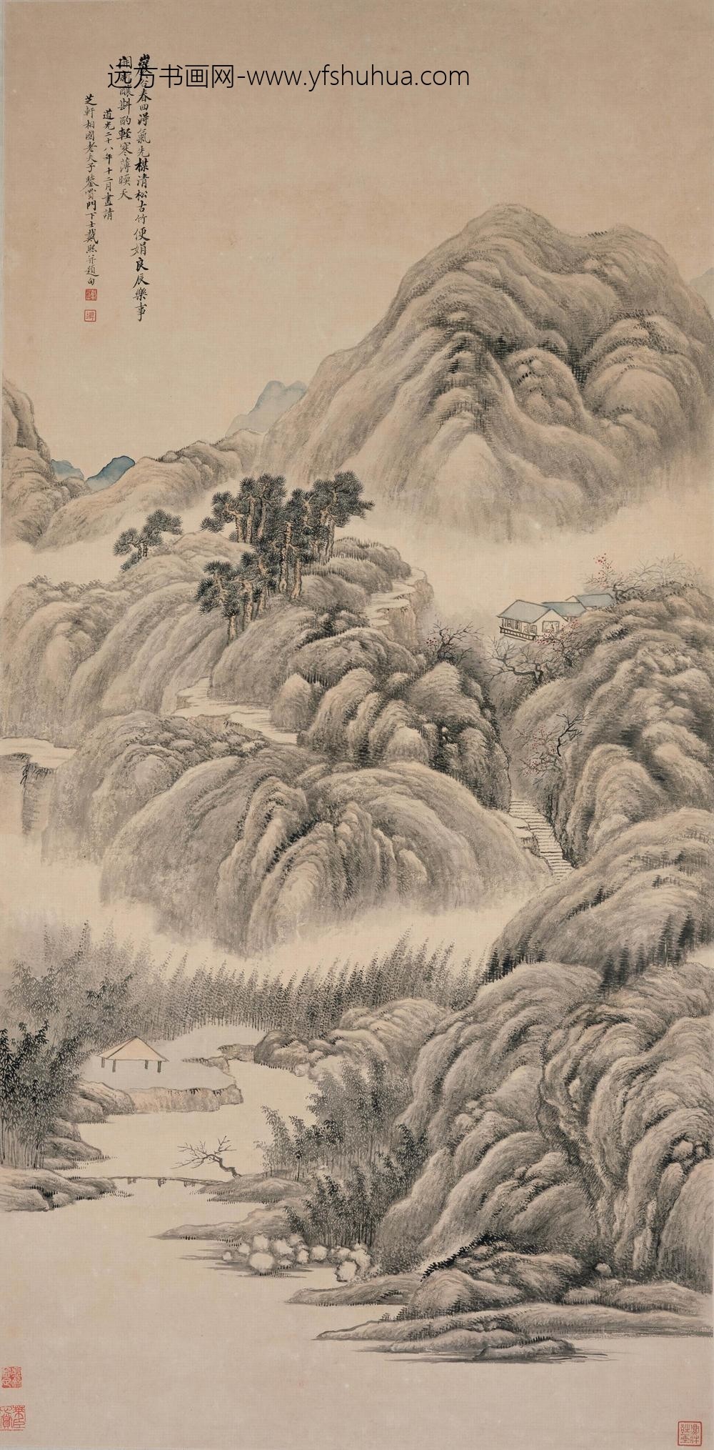 戴熙_岩谷春回图轴