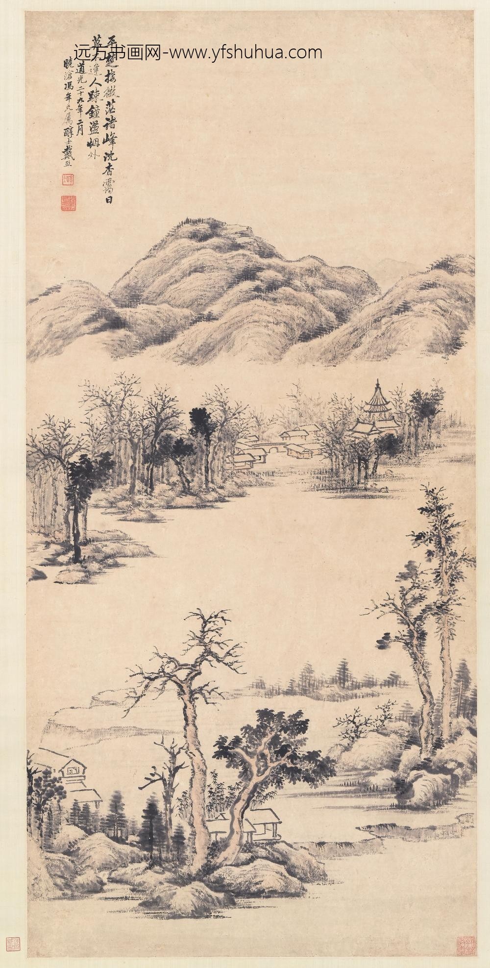 戴熙_杳霭疏钟图轴