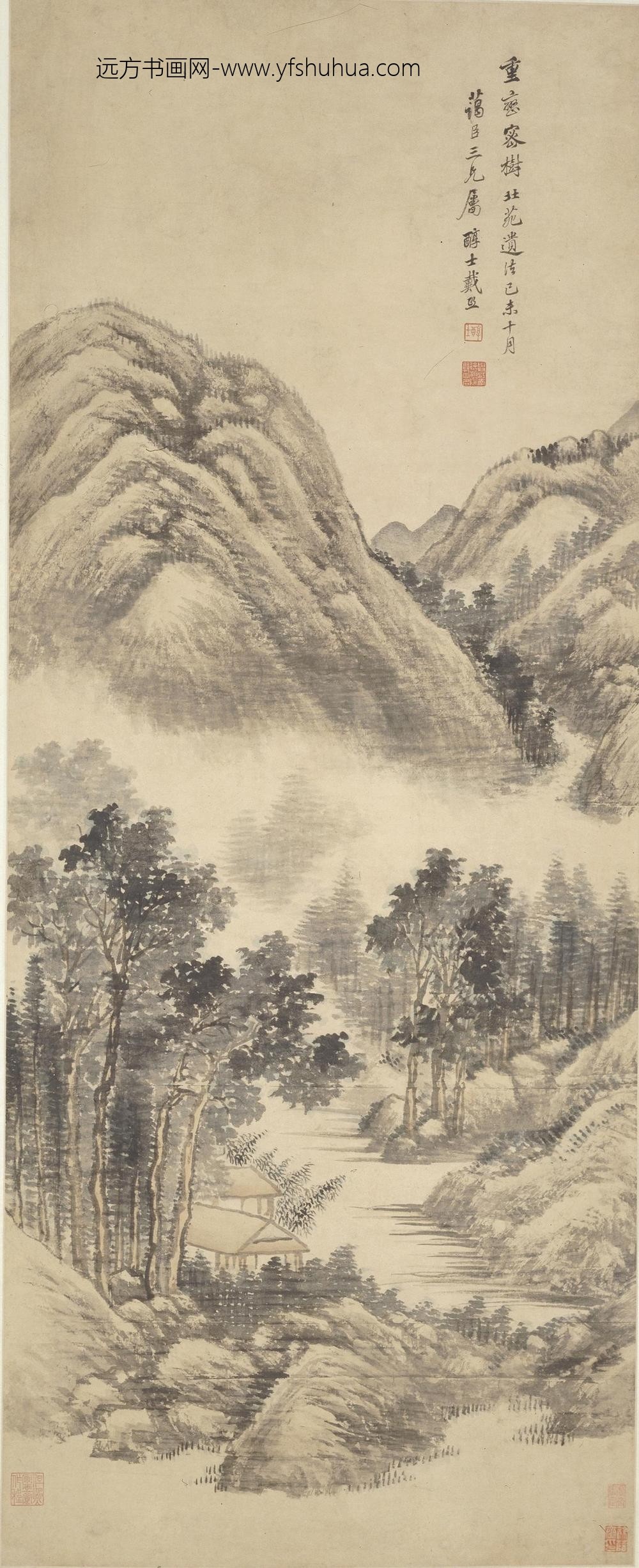 戴熙_重峦密树图轴