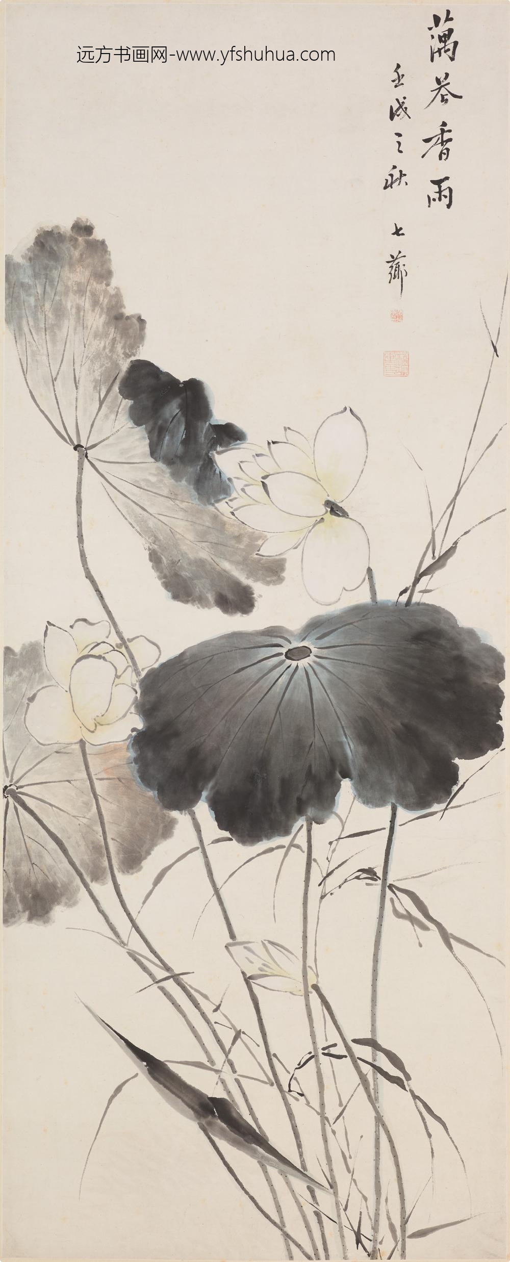 改琦_藕花香雨图轴