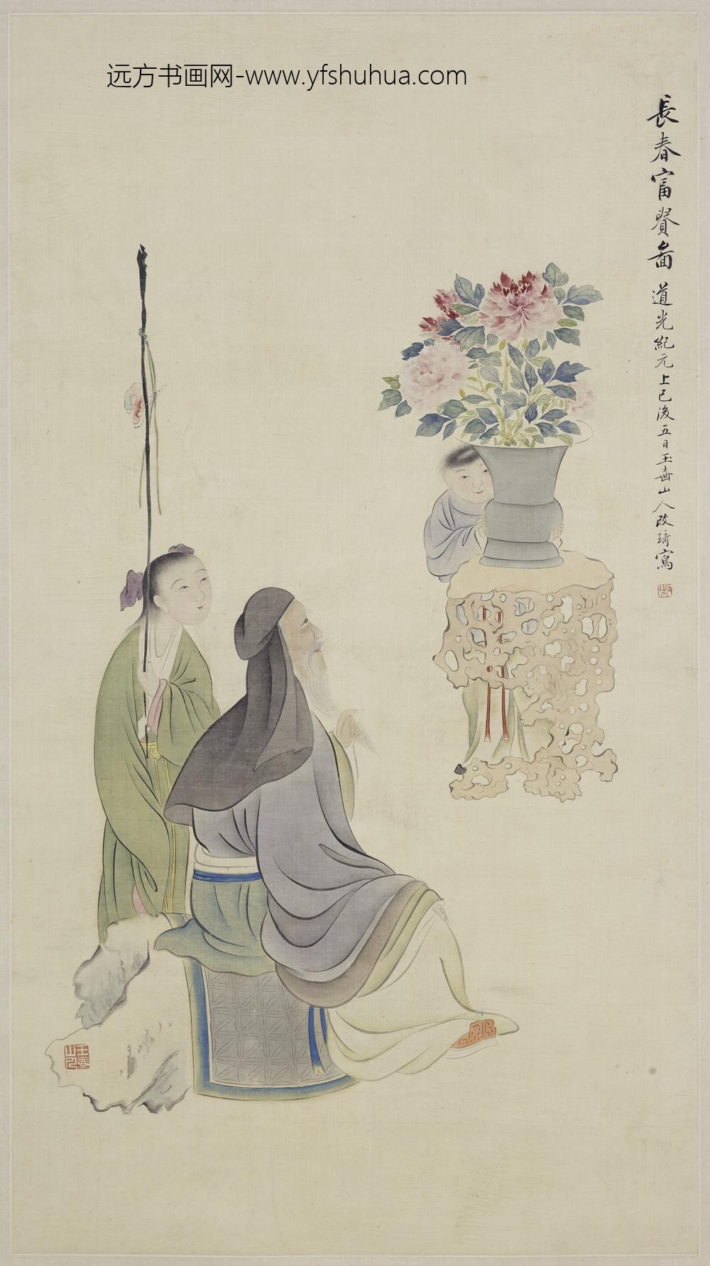 改琦_长春富贵图轴