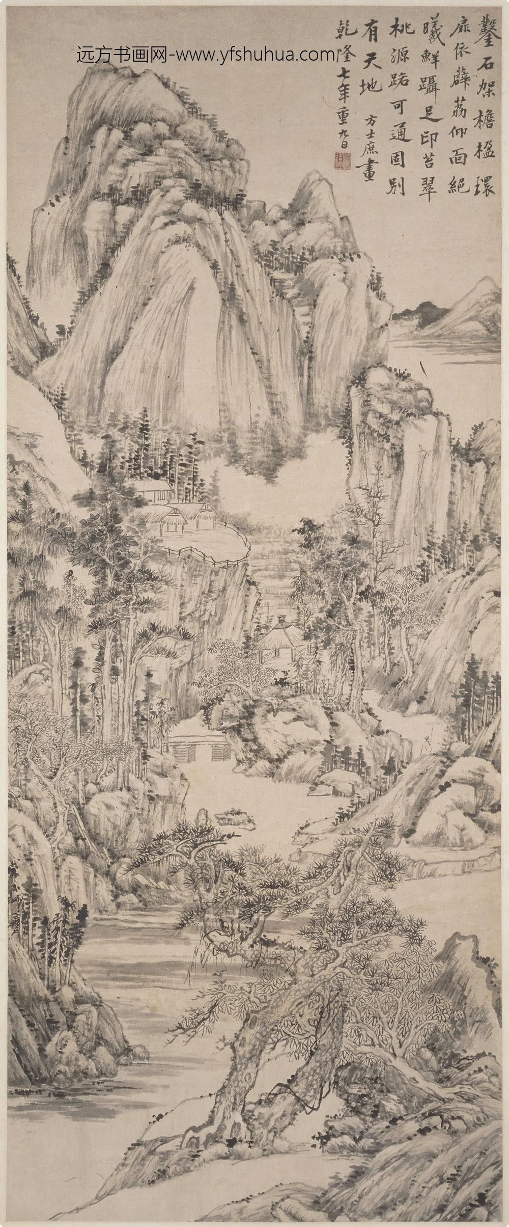 方士庶_山水图轴-