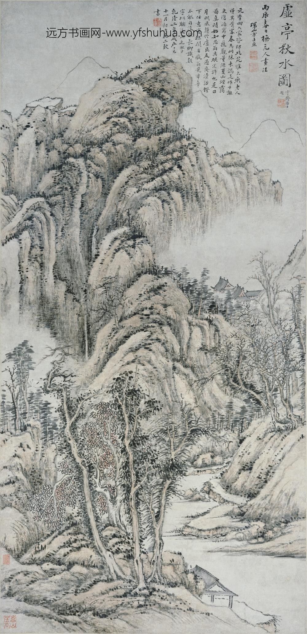 方士庶_虚亭秋水图轴