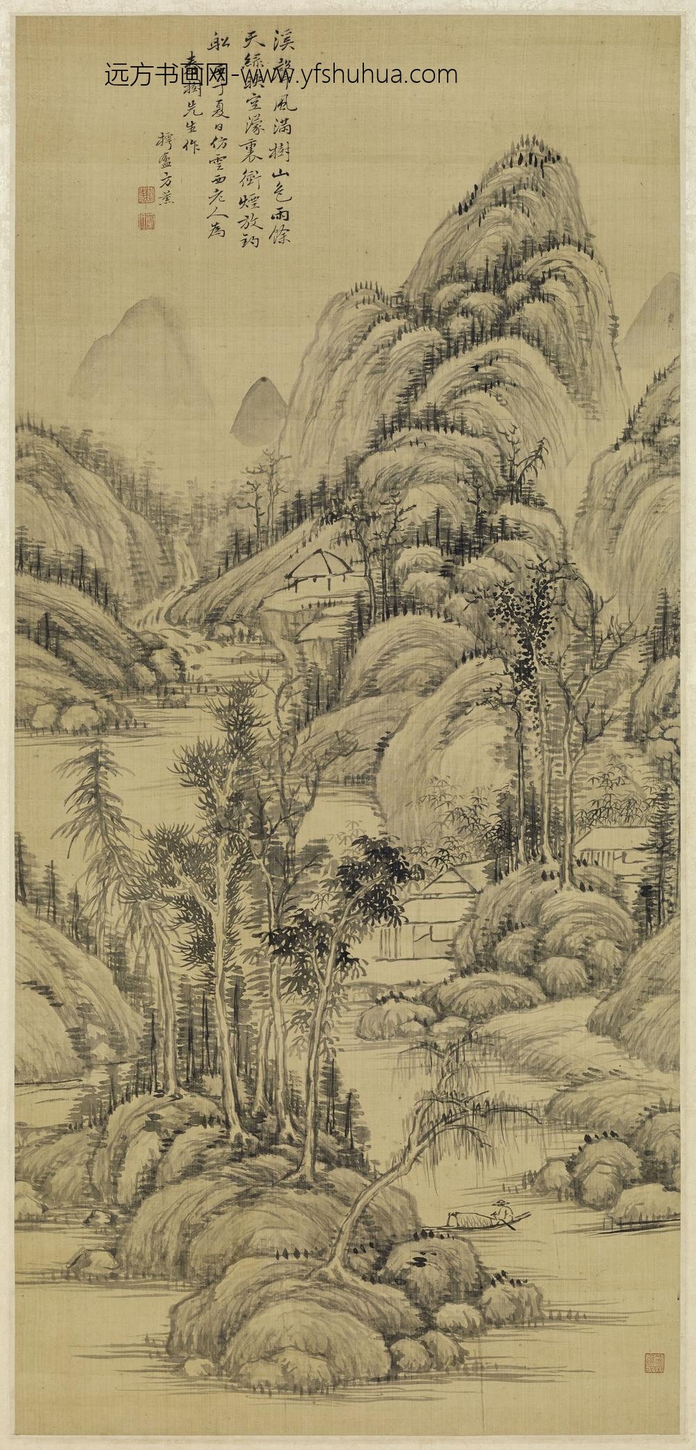 方薰_仿云西老人山水轴