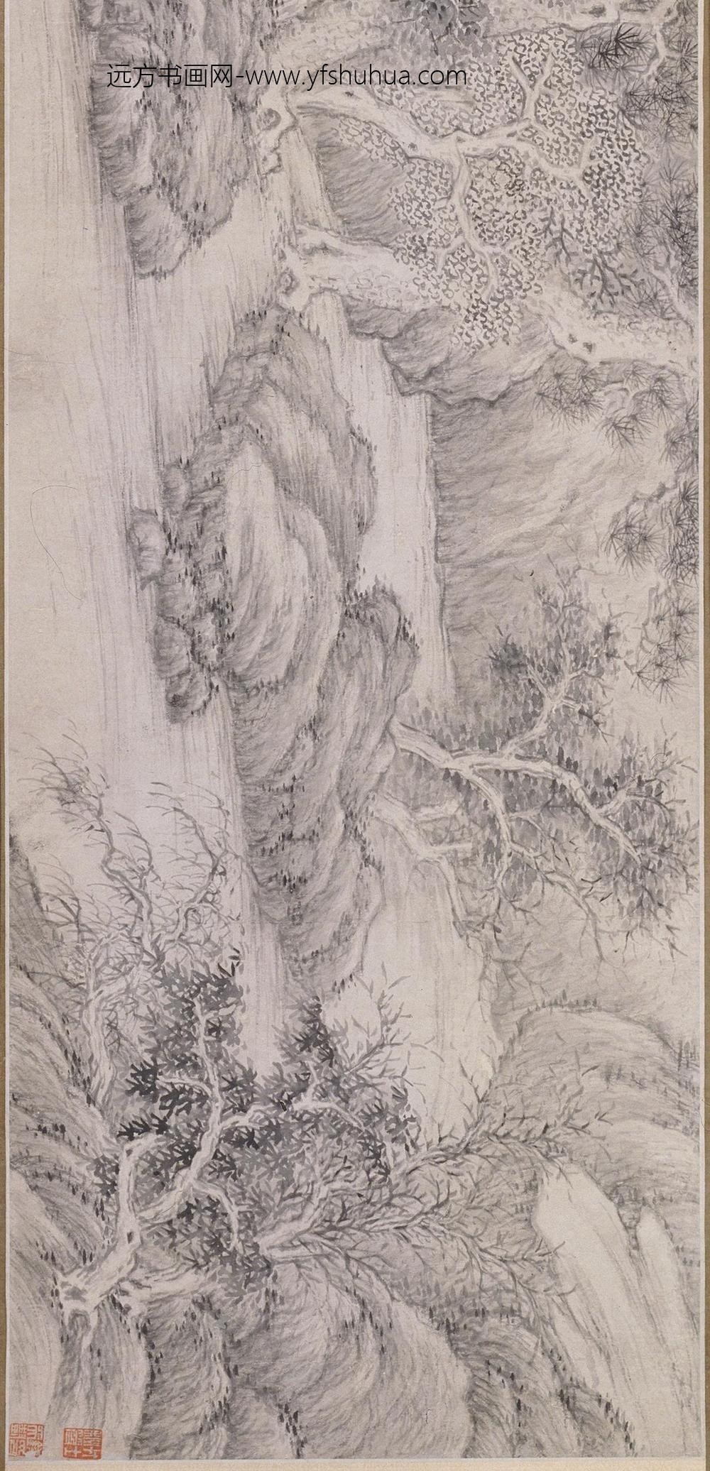 方薰_仿吴镇山水横披_