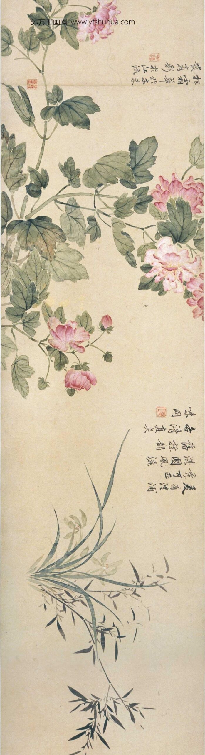 方薰_摹宋人设色花卉卷_