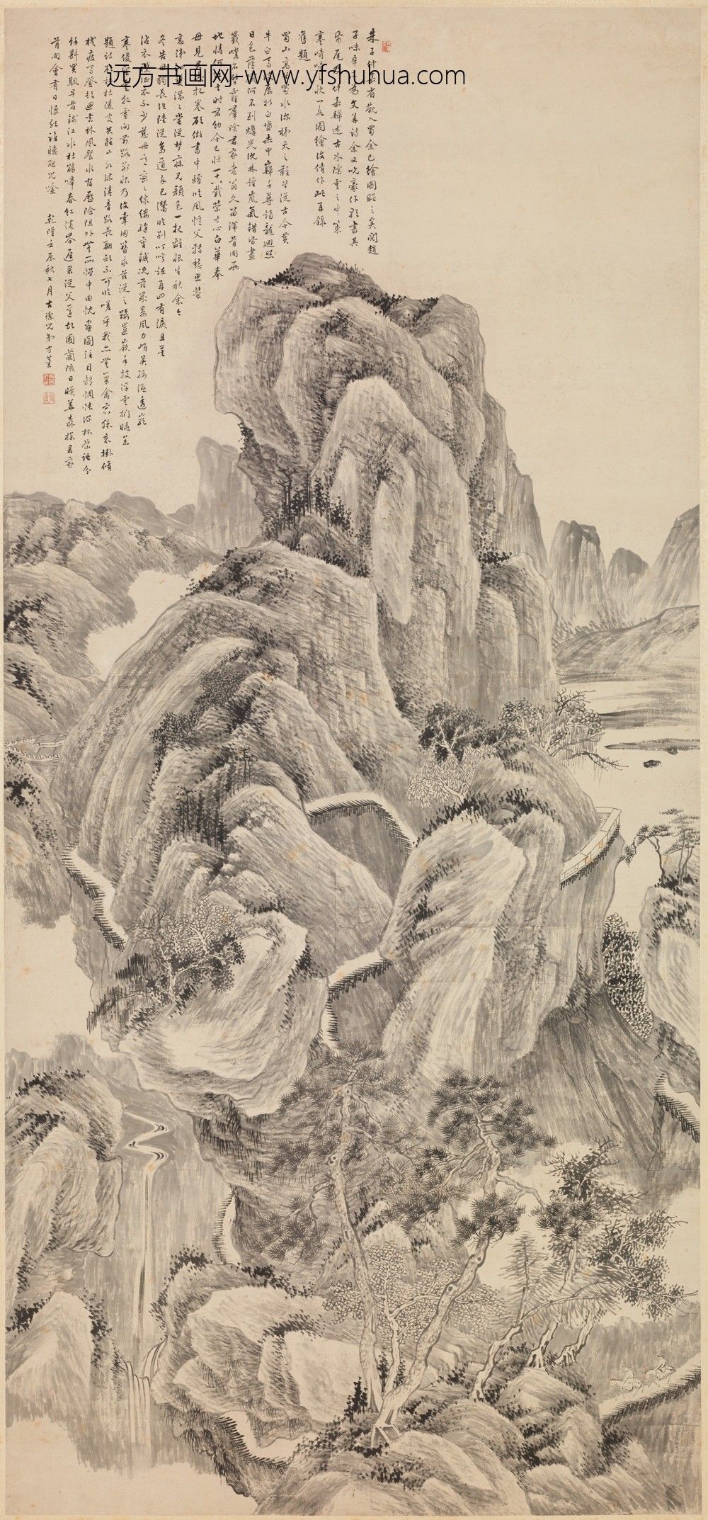 方薰_蜀山行旅图轴