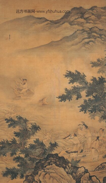 李在 琴高乘鲤图轴.jpg