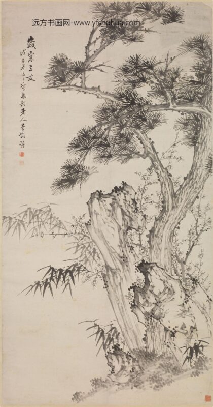 李敬谟 岁寒三友图轴.jpg