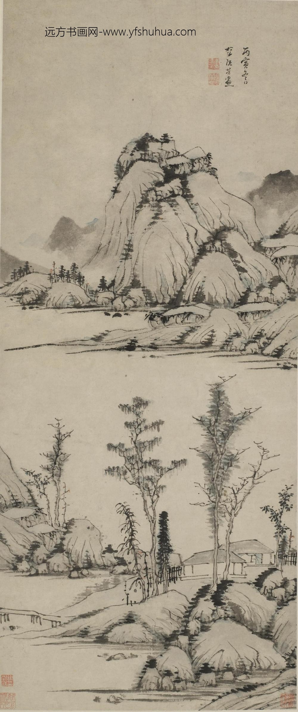 李流芳_溪山茅屋图轴-