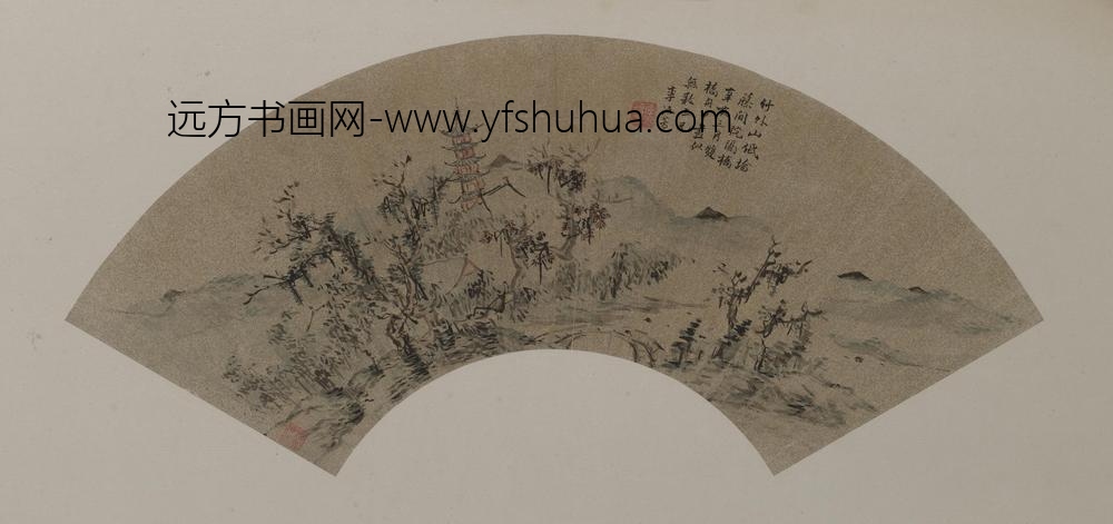 李流芳_隔桥塔影图扇页