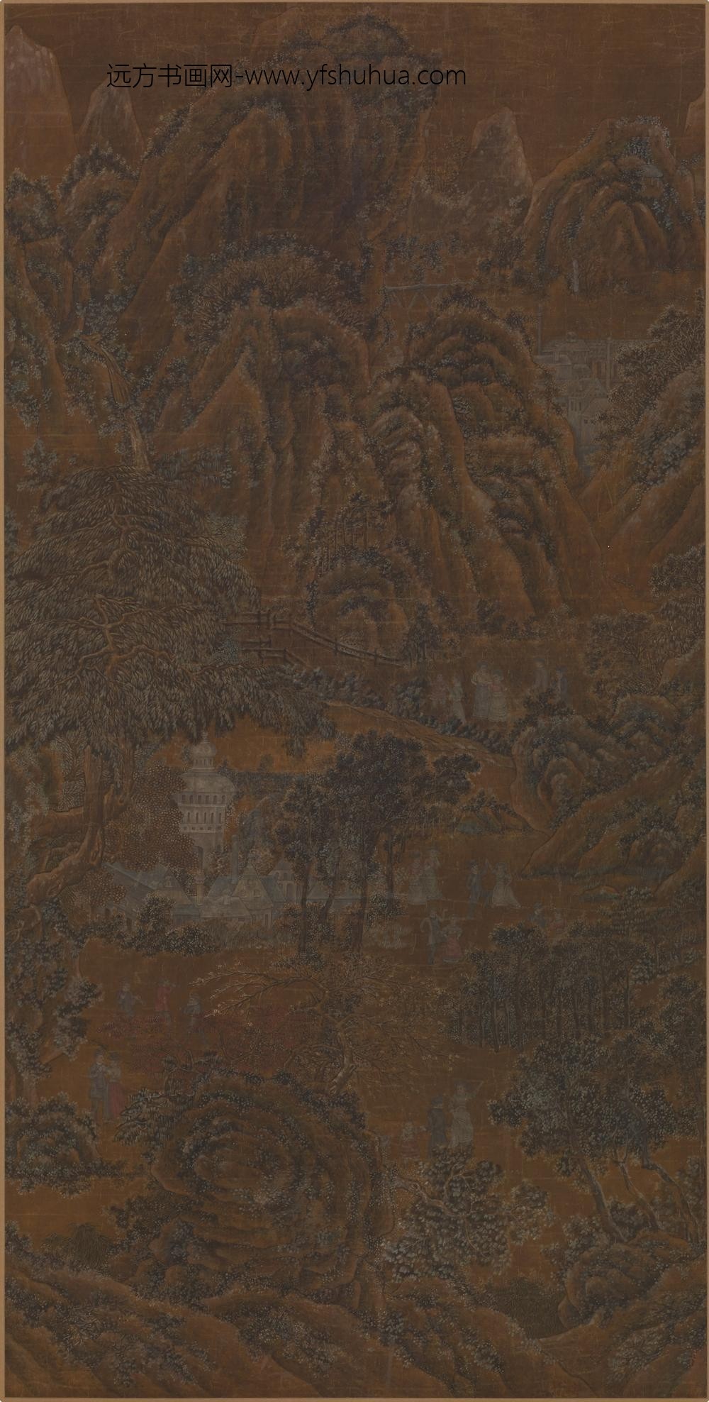 李赞华（耶律倍耶律突欲）_山水人物图轴