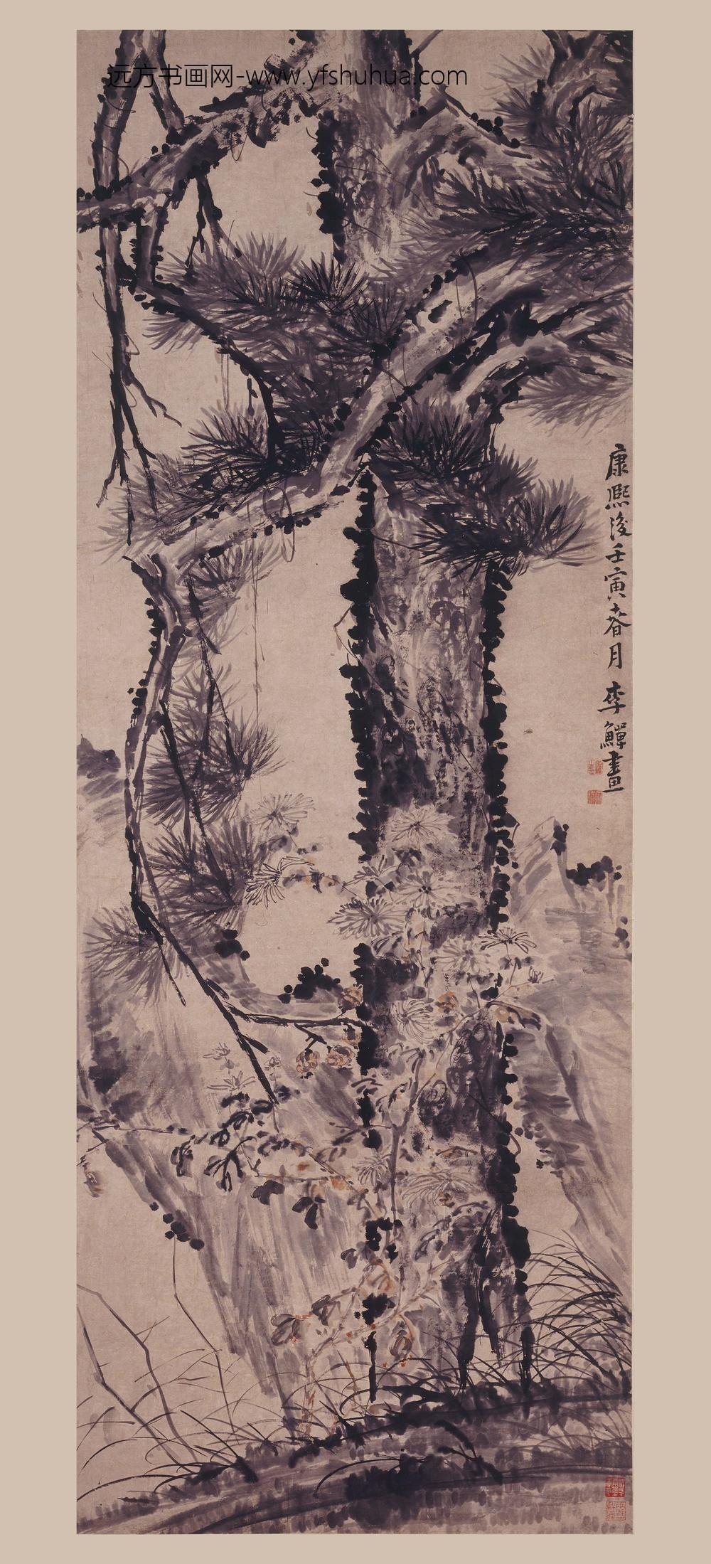 李鱓-苍松菊石图轴