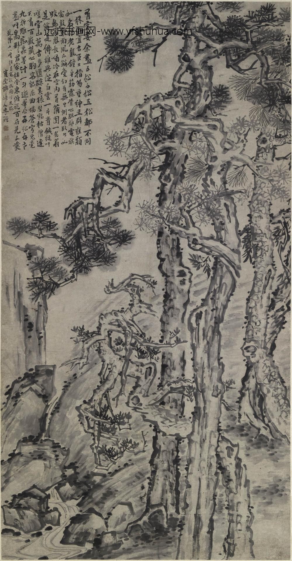 李鱓_五松图轴-