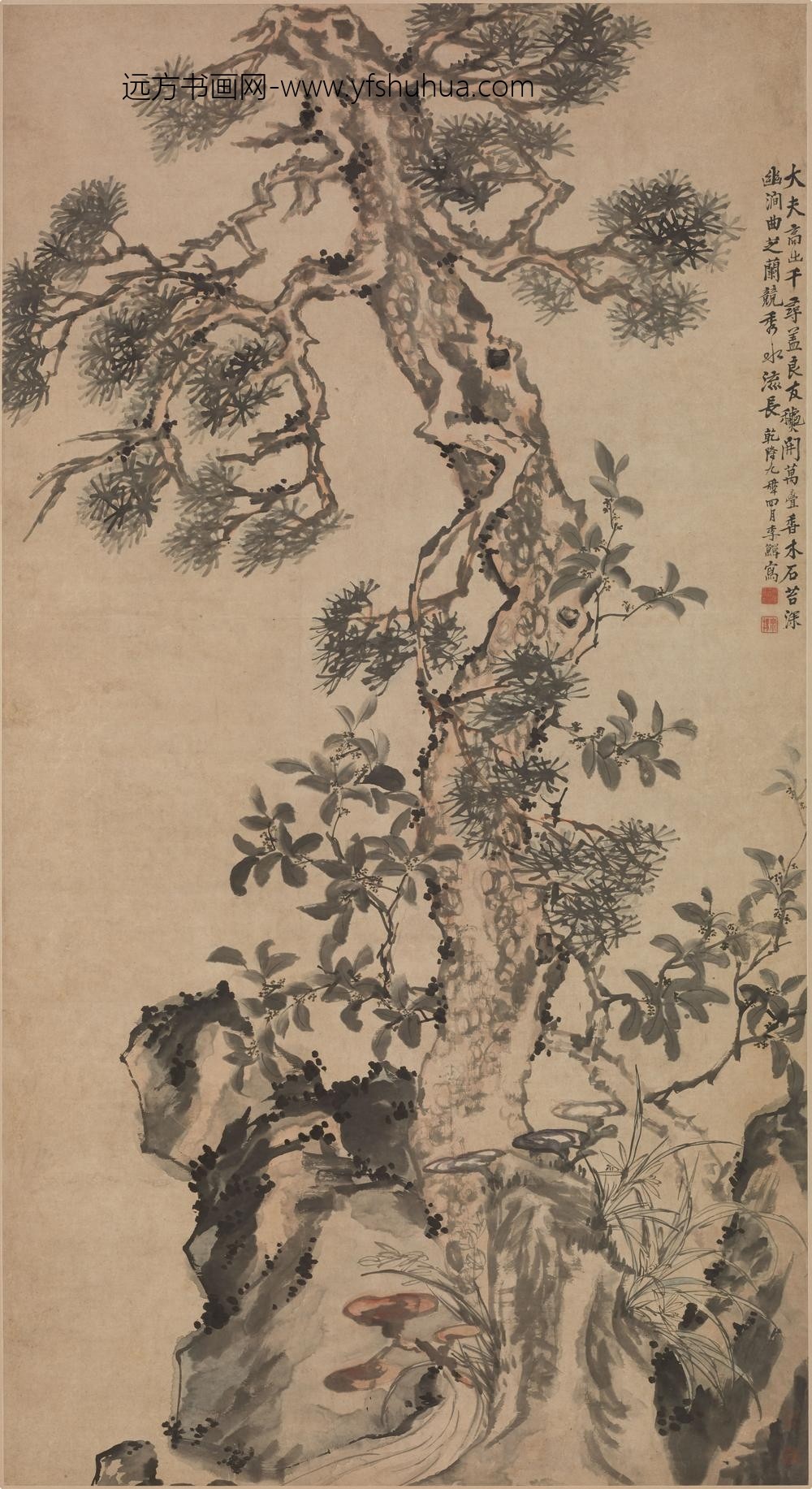 李鱓_松桂竹兰图轴