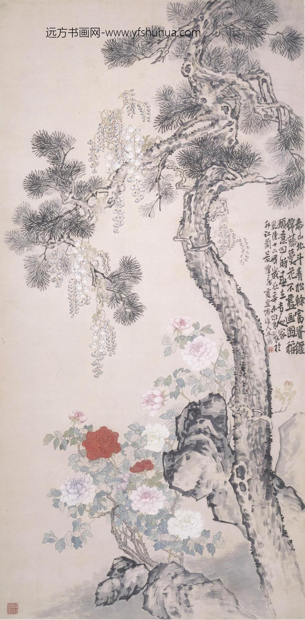 李鱓_松石紫藤图轴