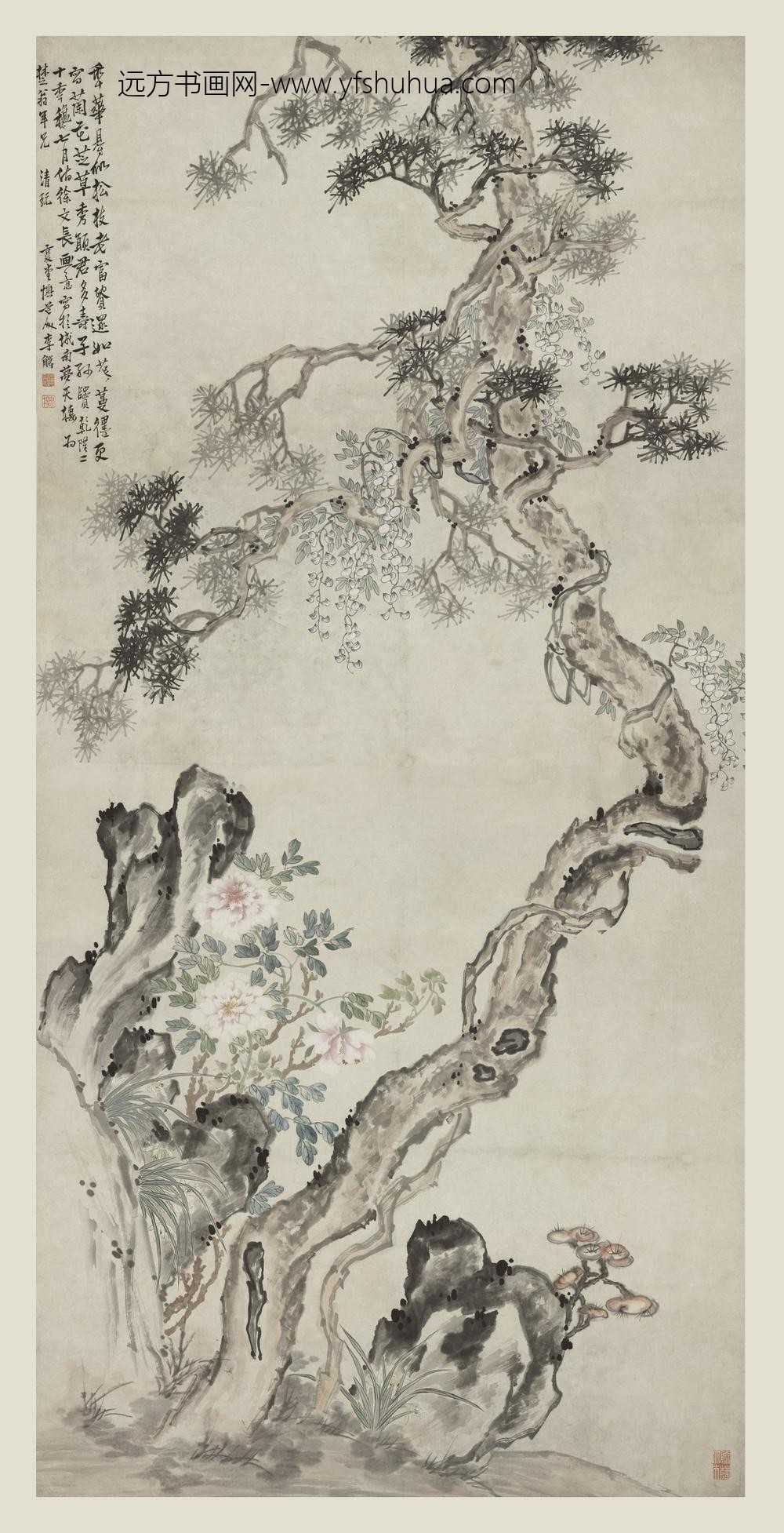 李鱓_松藤牡丹图轴