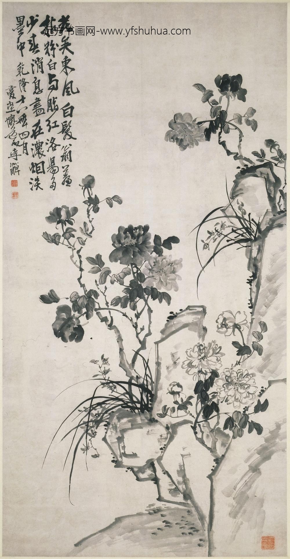 李鱓_牡丹竹石图轴