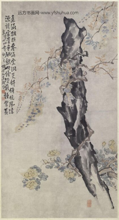 李鱓 紫藤月季图轴.jpg