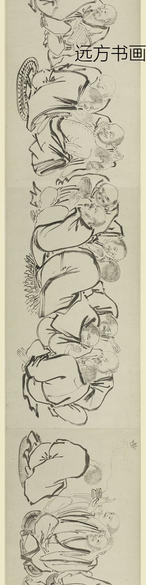 李麟_白描罗汉图卷_