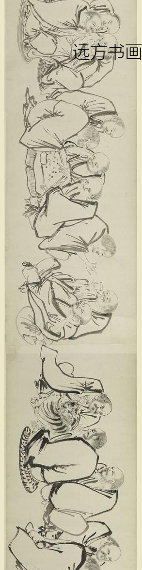 李麟_白描罗汉图卷_