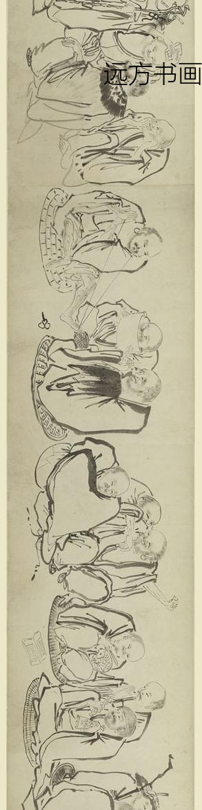 李麟_白描罗汉图卷_