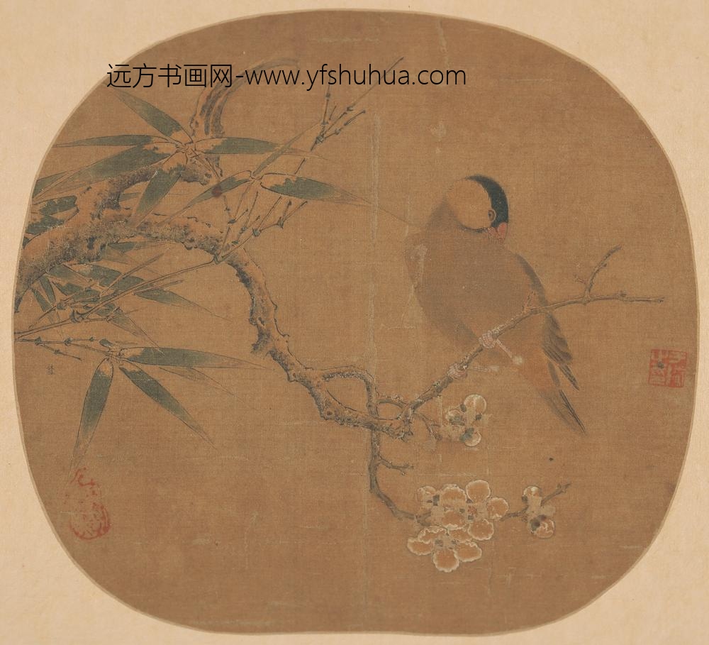 林椿_梅竹寒禽图纨扇页