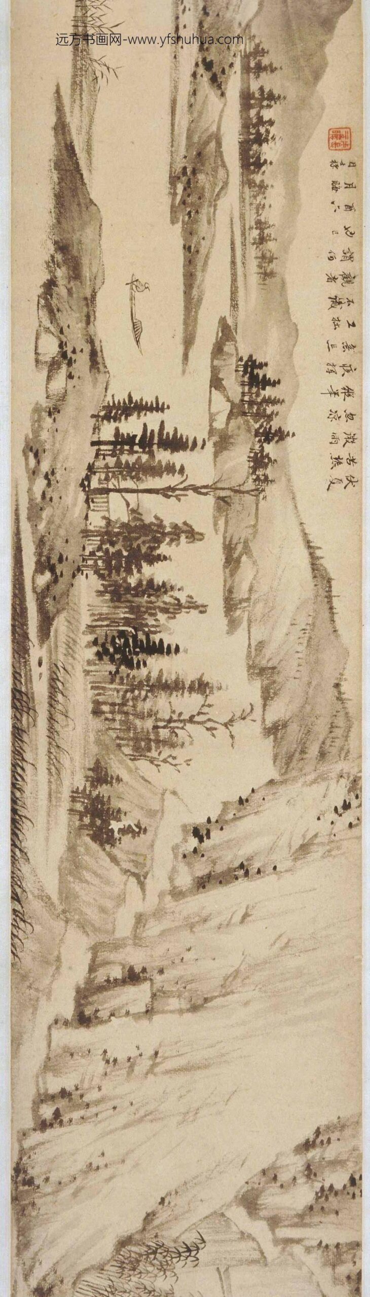 查士标_伏雨新凉图卷_