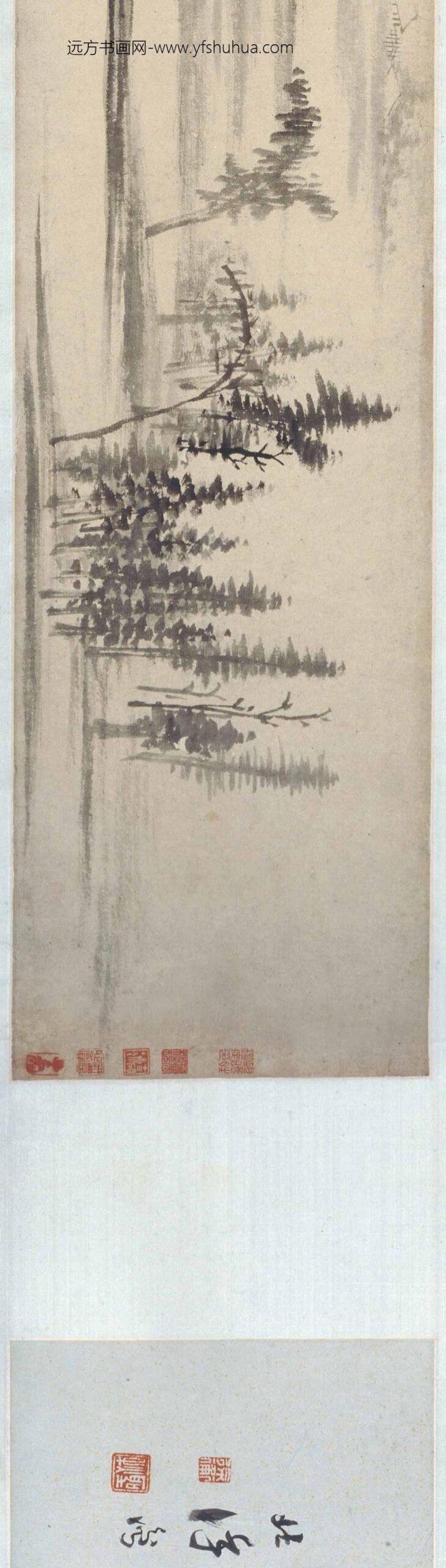 查士标_伏雨新凉图卷_