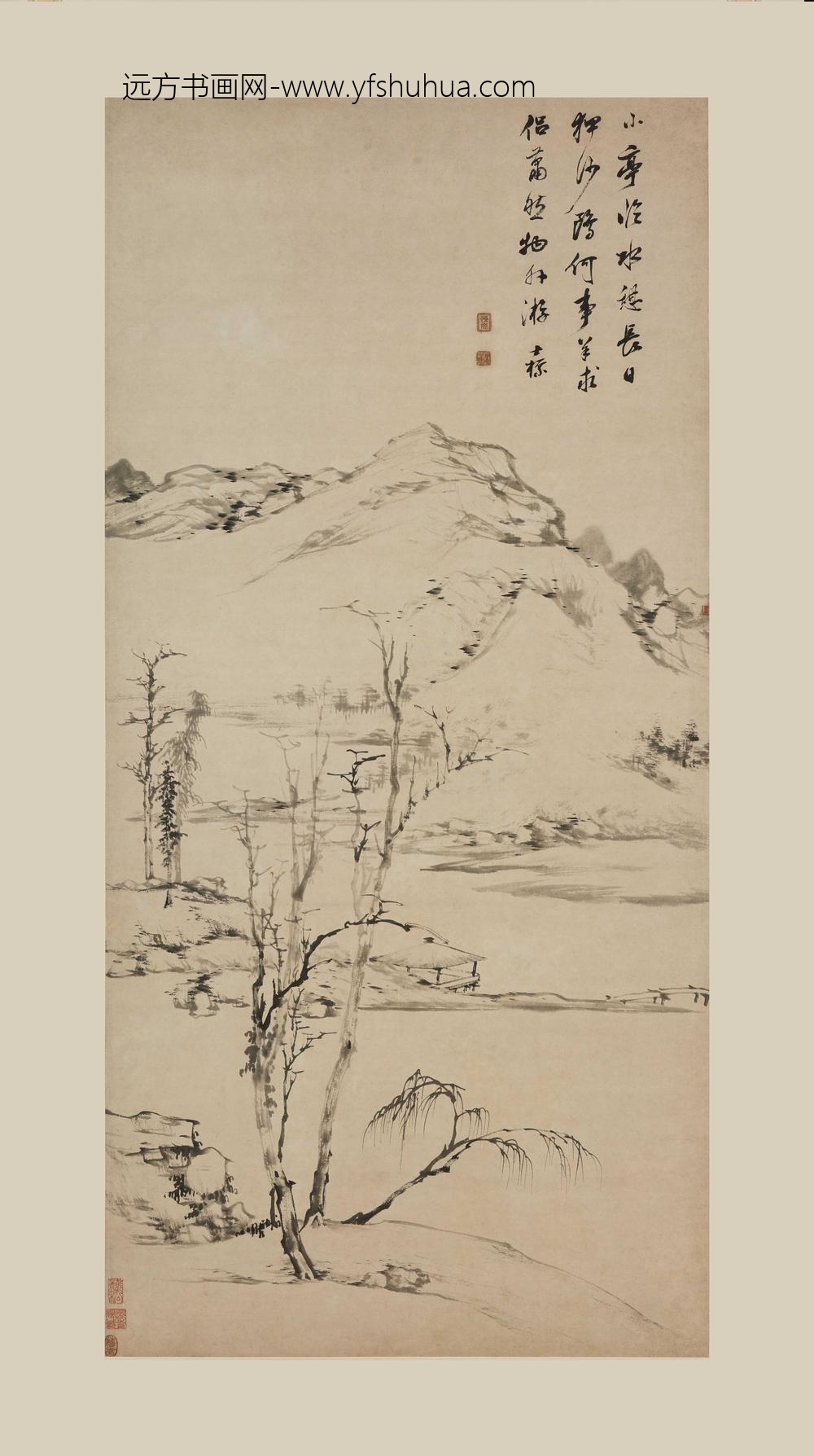 查士标_小亭临水图轴