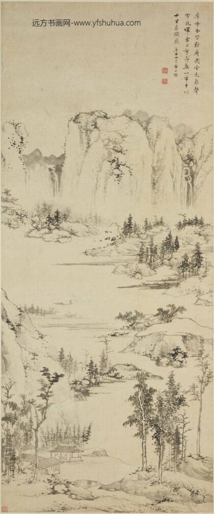 查士标 平川拏舟图轴.jpg