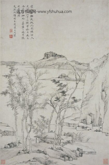 查士标 江边乔木图轴.jpg