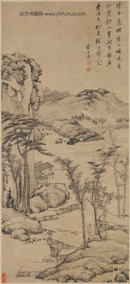 查士标 秋林闲步图轴.jpg