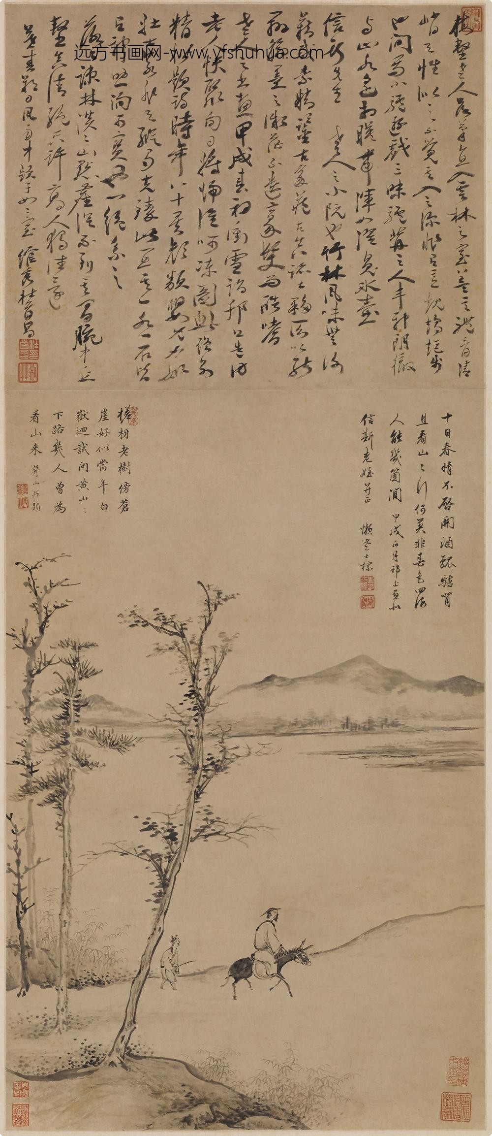 查士标_骑驴看山图轴