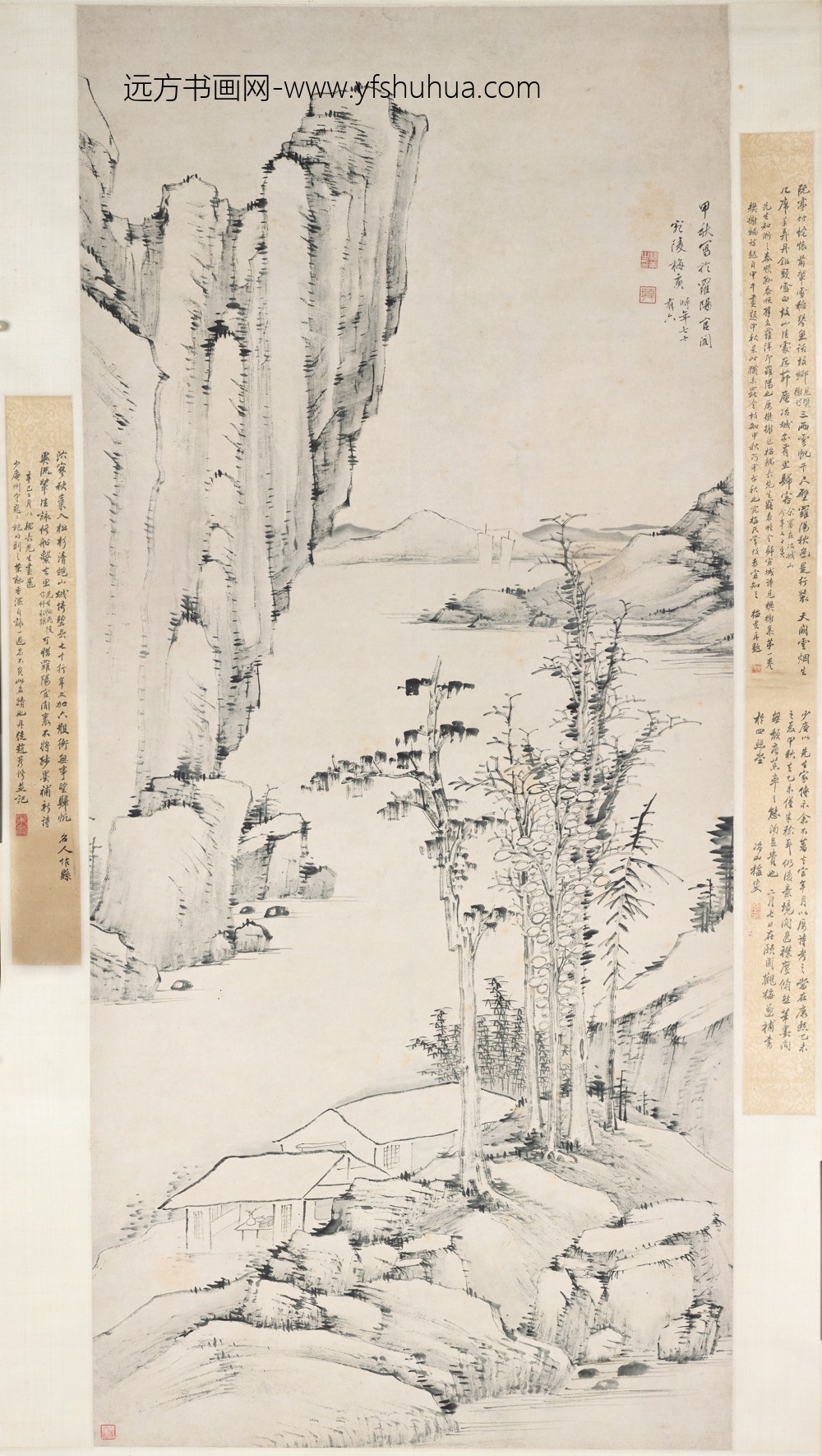 梅庚_秋林书屋图轴