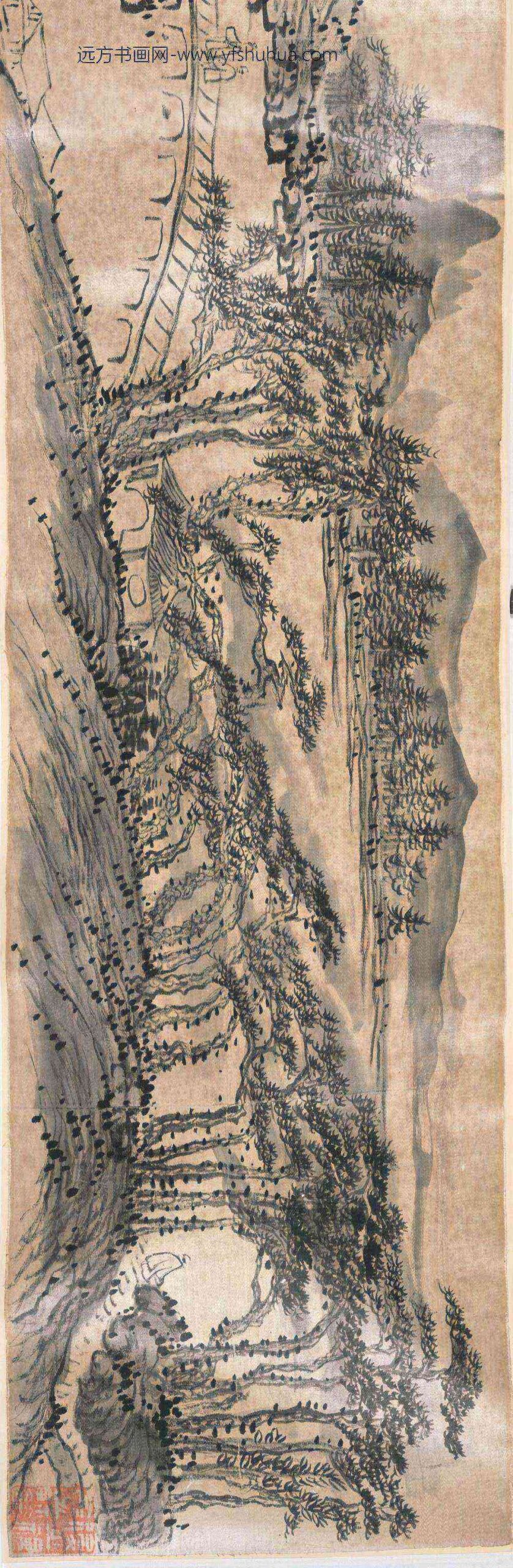 梅清_岩溪别意图卷_