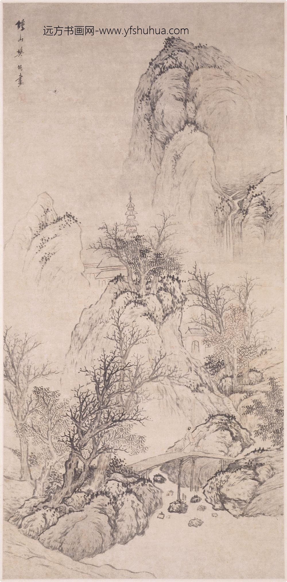 樊圻_秋山萧寺图轴