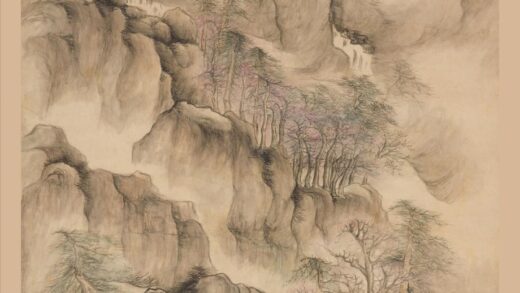 法若真 崇山杏林图轴.jpg