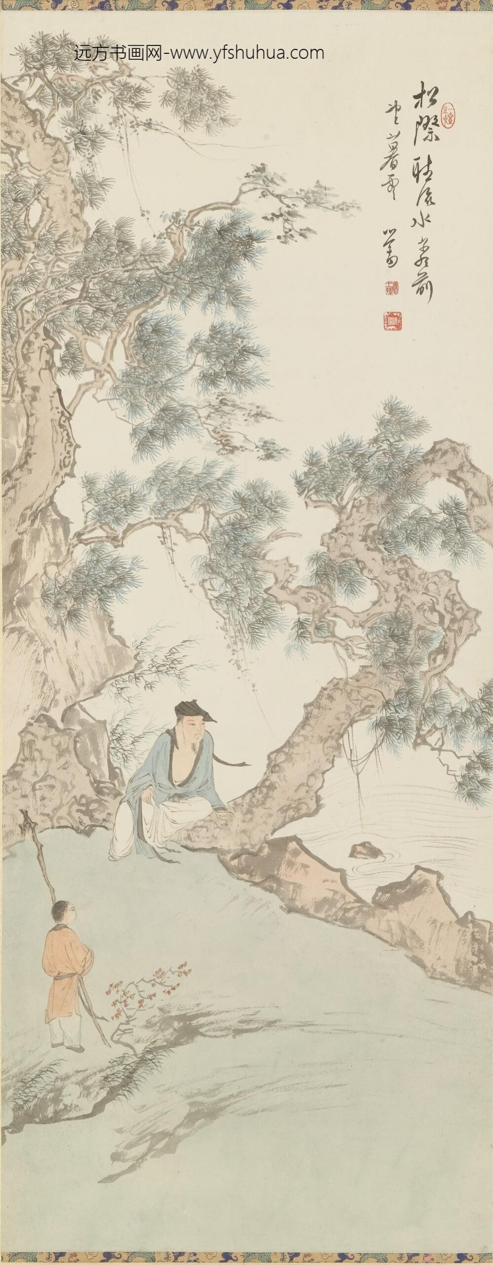 溥儒（溥心畬）_松溪听声图轴
