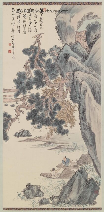 溥儒（溥心畬） 溪舟弄笛图轴.jpg