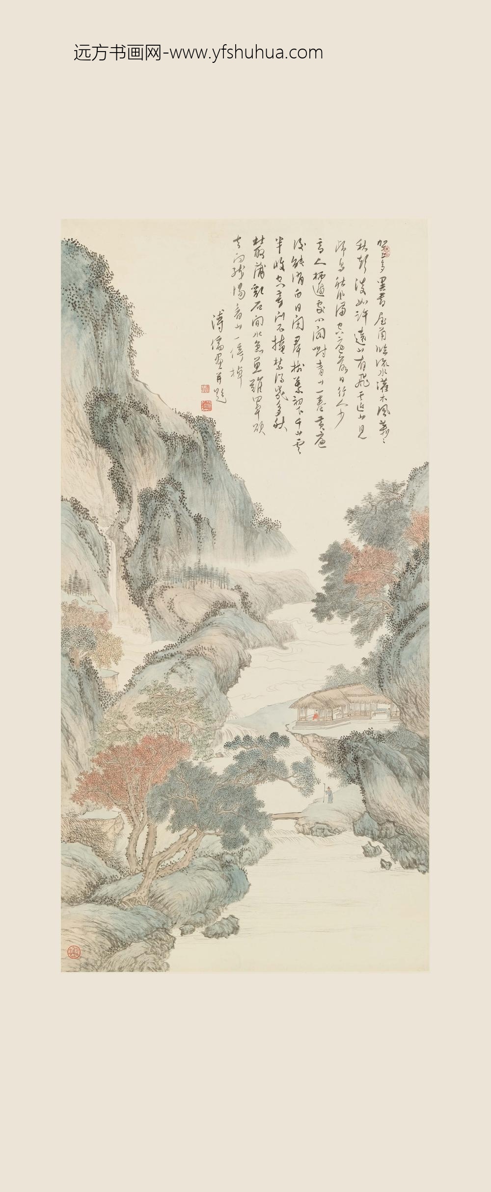 溥儒（溥心畬）_秋山听泉图轴