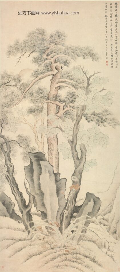 潘恭寿 松柏晤桐图轴.jpg