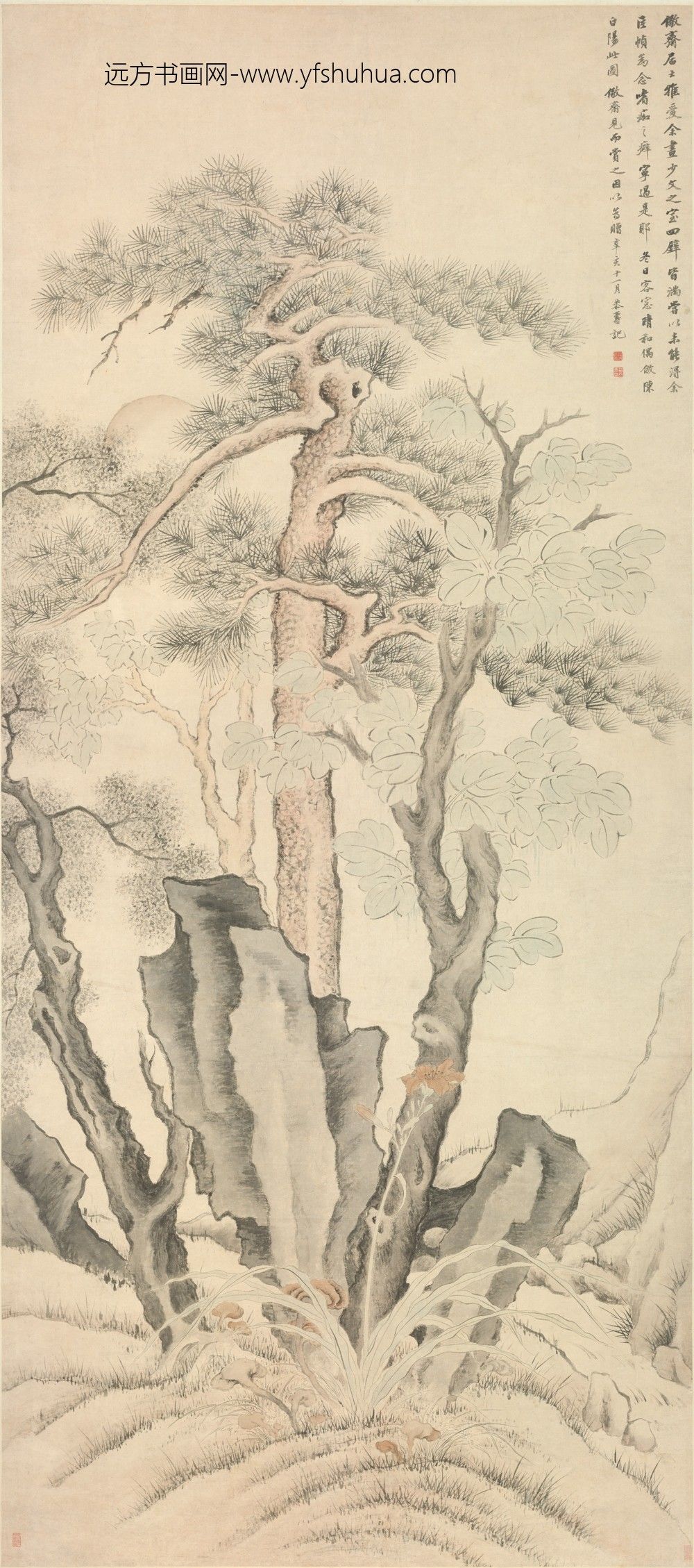 潘恭寿_松柏晤桐图轴