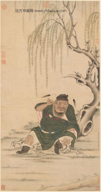 焦秉贞 钟馗挖耳图轴.jpg