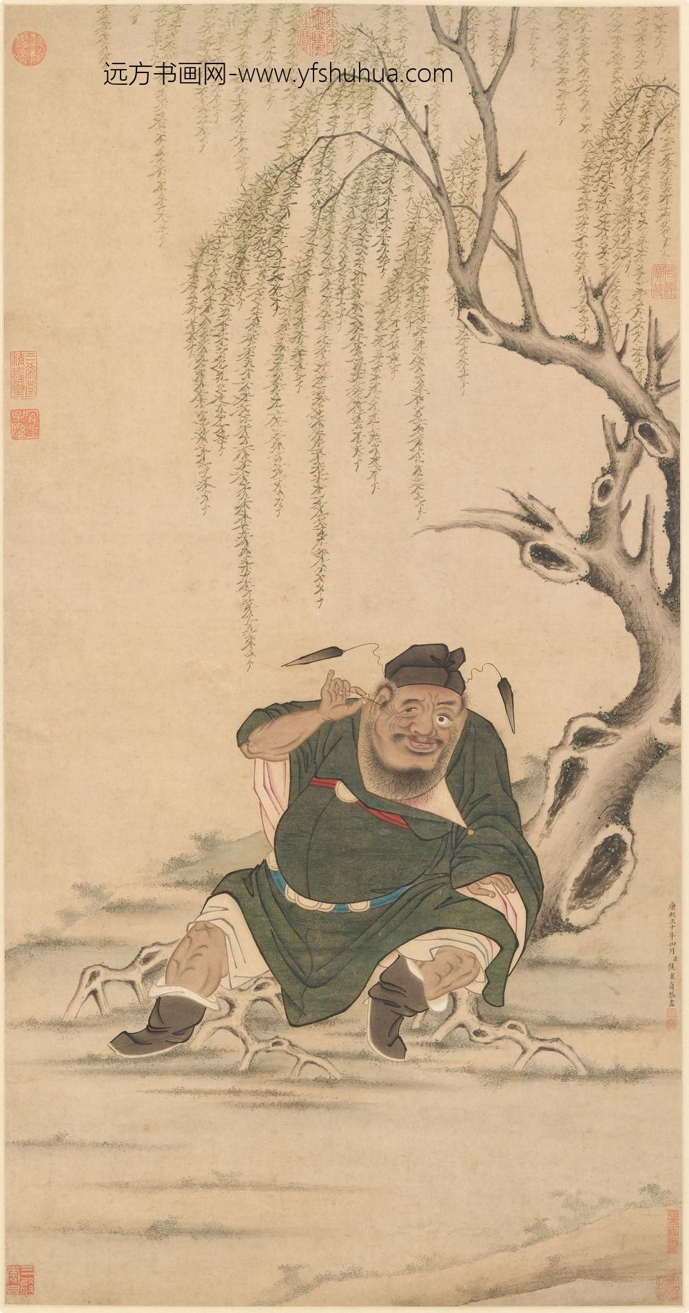 焦秉贞_钟馗挖耳图轴