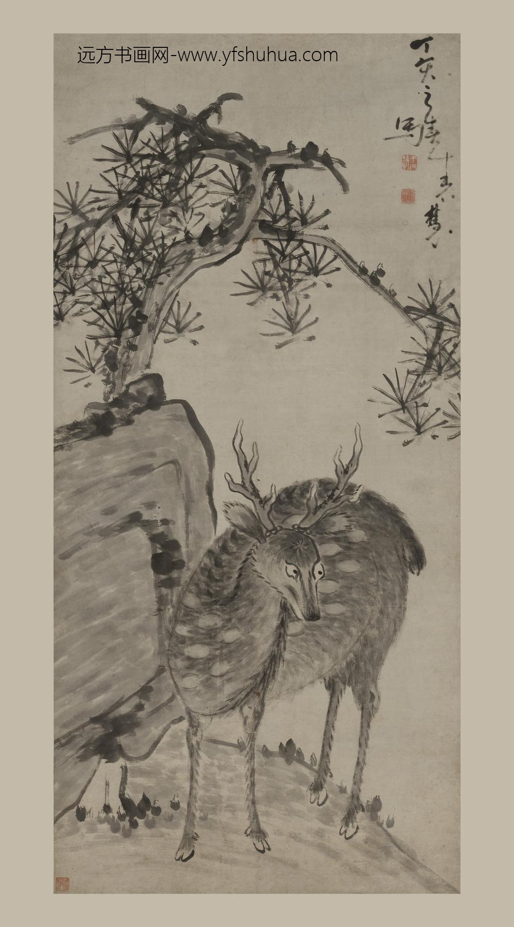 牛石慧_松鹿图轴