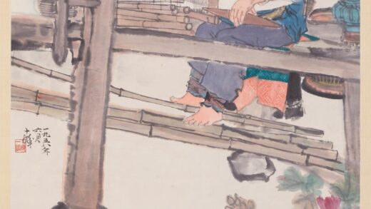 程十发 放学回家图轴.jpg